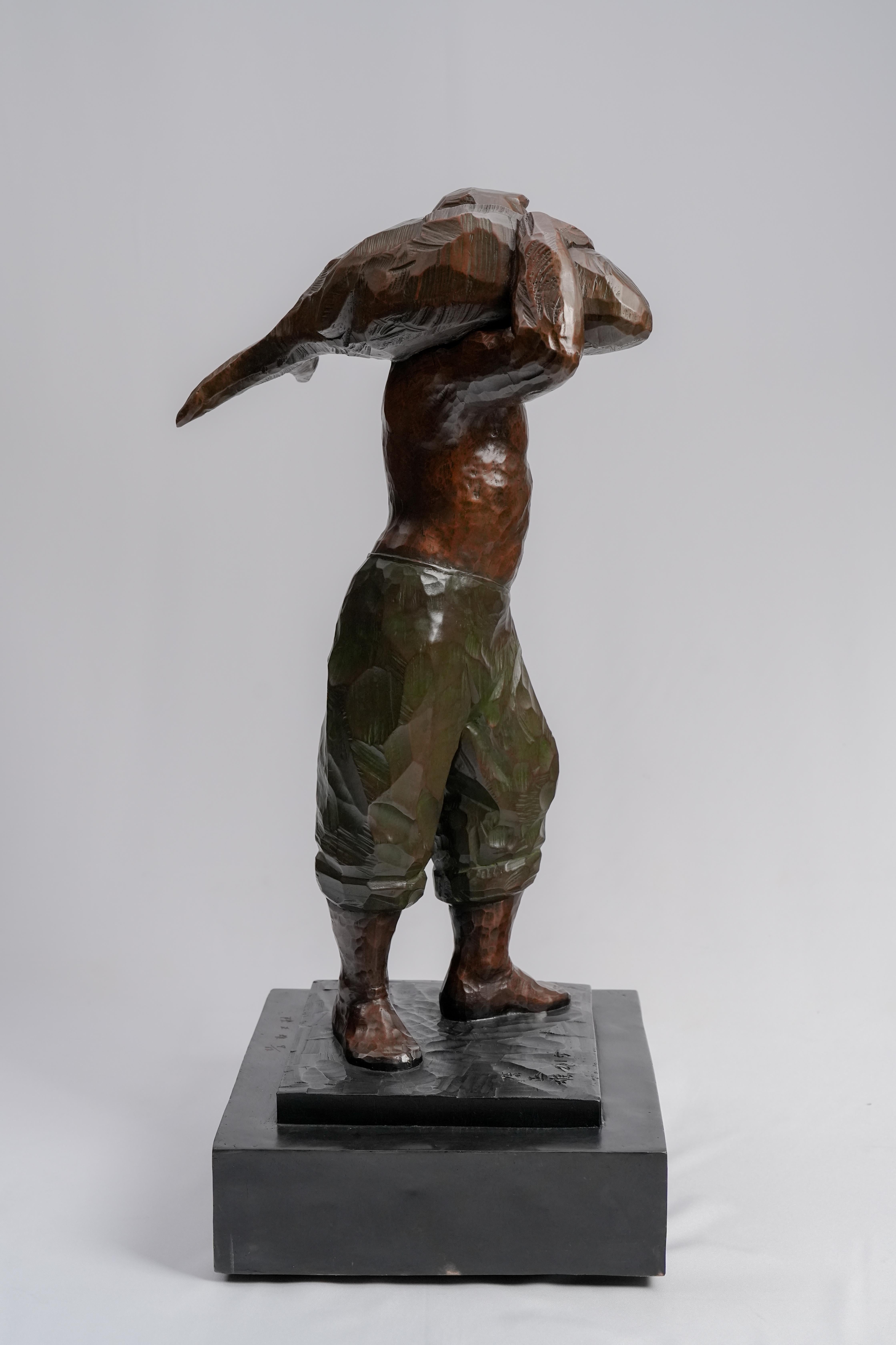 Great Catch, Contemporary Bronze Figure Sculpture For Sale 1