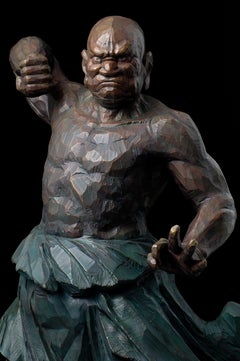 Coppia di guardiani Vajra, scultura buddista contemporanea in bronzo, 2006