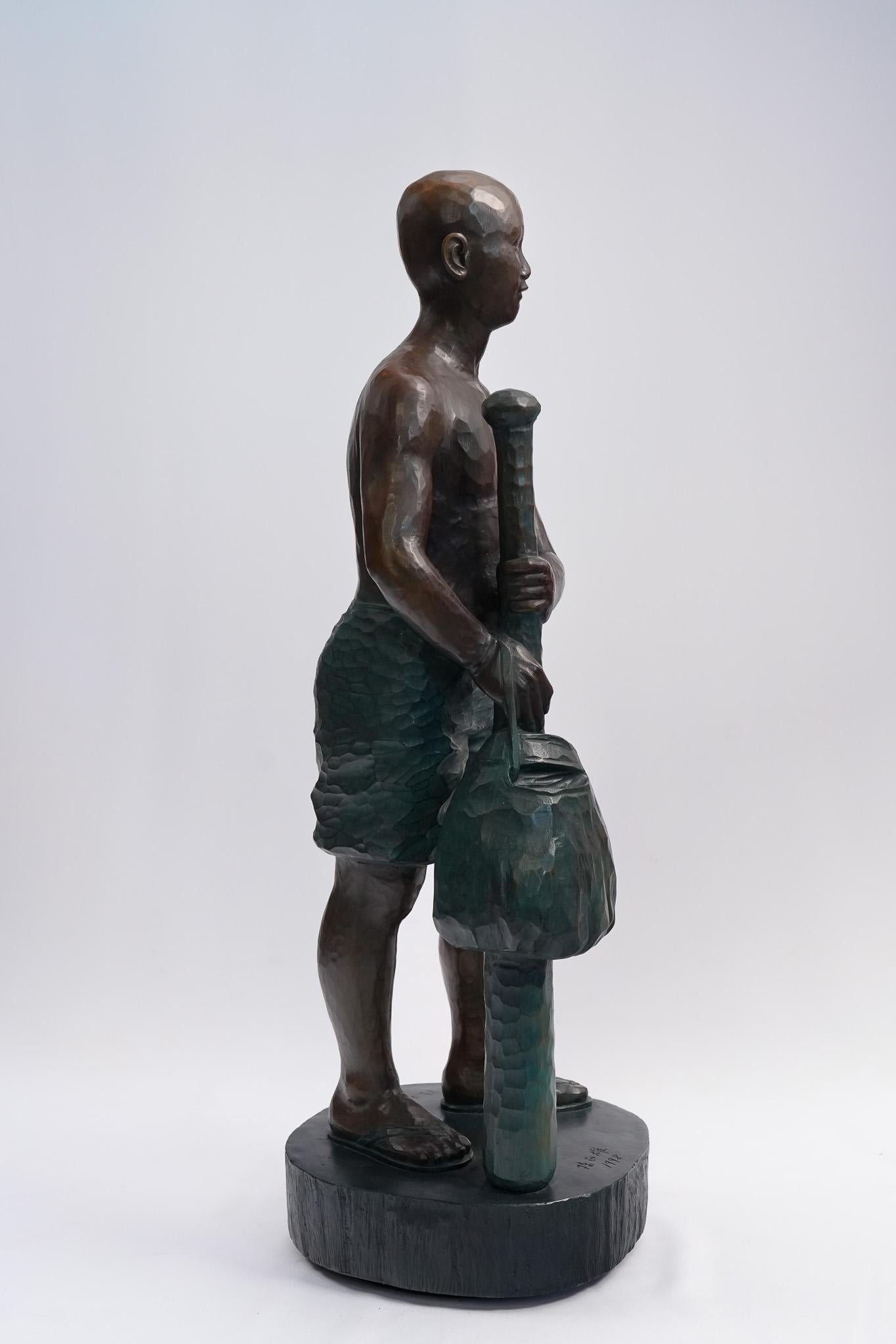 Who Wants to Play Baseball? Contemporary Bronze Figure Sculpture - Gold Figurative Sculpture by Cheng-Hsiung Chen