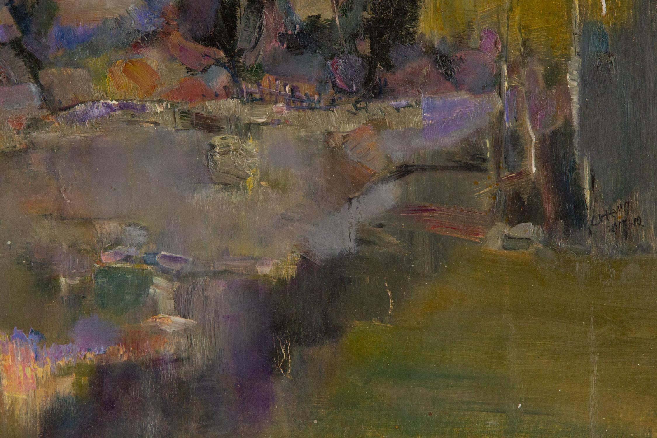 Cheng Wang Landscape Original Oil On Canvas 