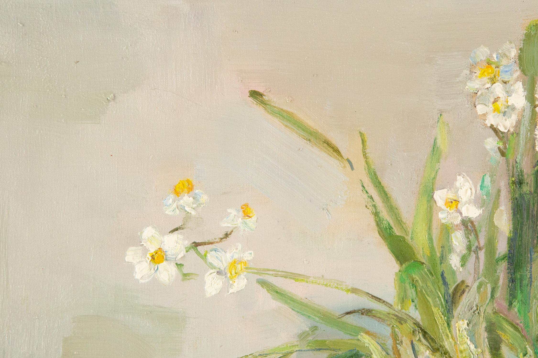 Cheng Wang Stillleben Original Öl auf Leinwand „Daffodils“ im Angebot 1