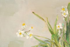Cheng Wang Still Life Original Oil On Canvas "Daffodils"