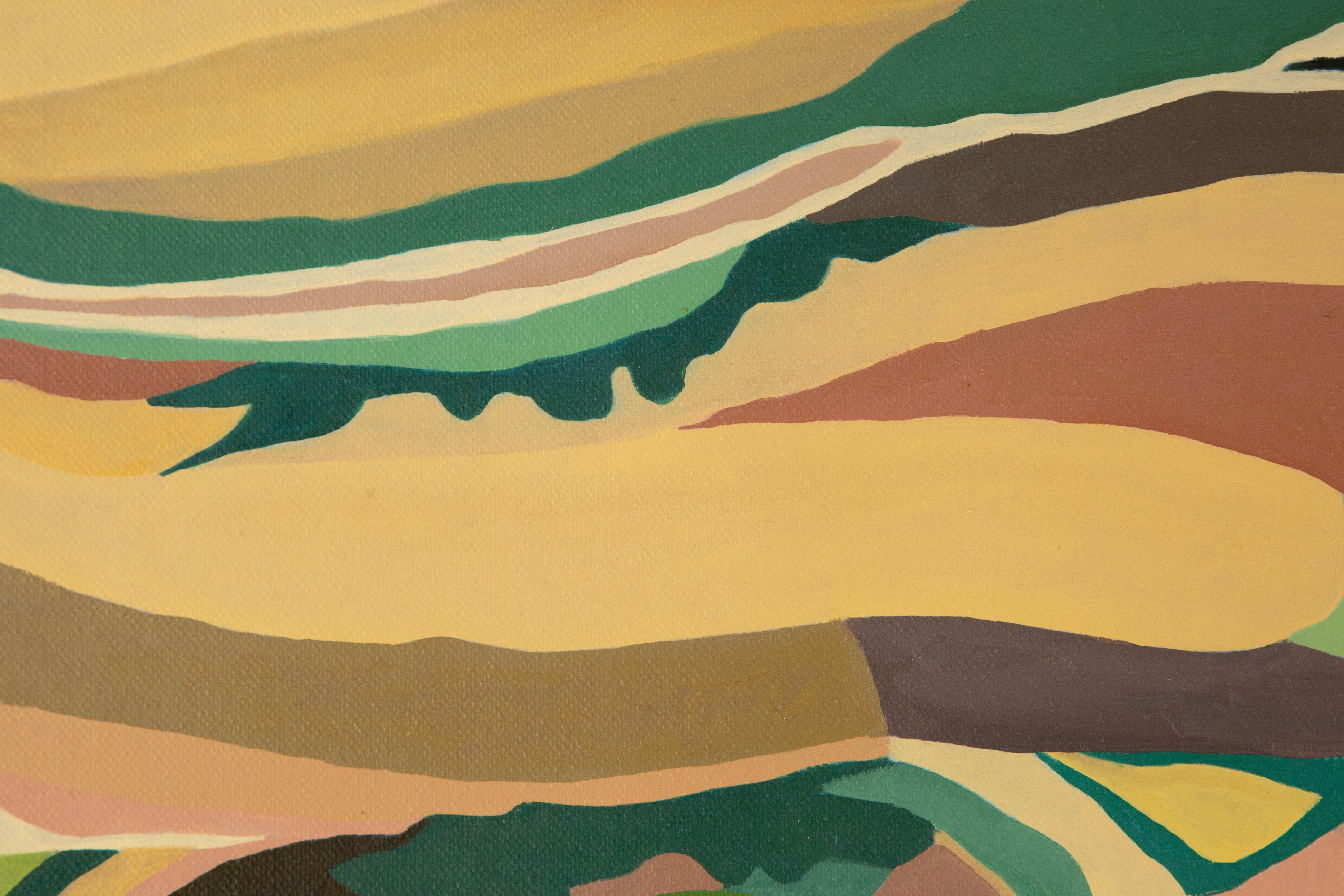 Abstraktes Original-Ölgemälde auf Leinwand „At the Bottom of the Lingshan Mo“, Chengjuan Wang, Chengjuan Wang – Painting von ChengJuan Wang
