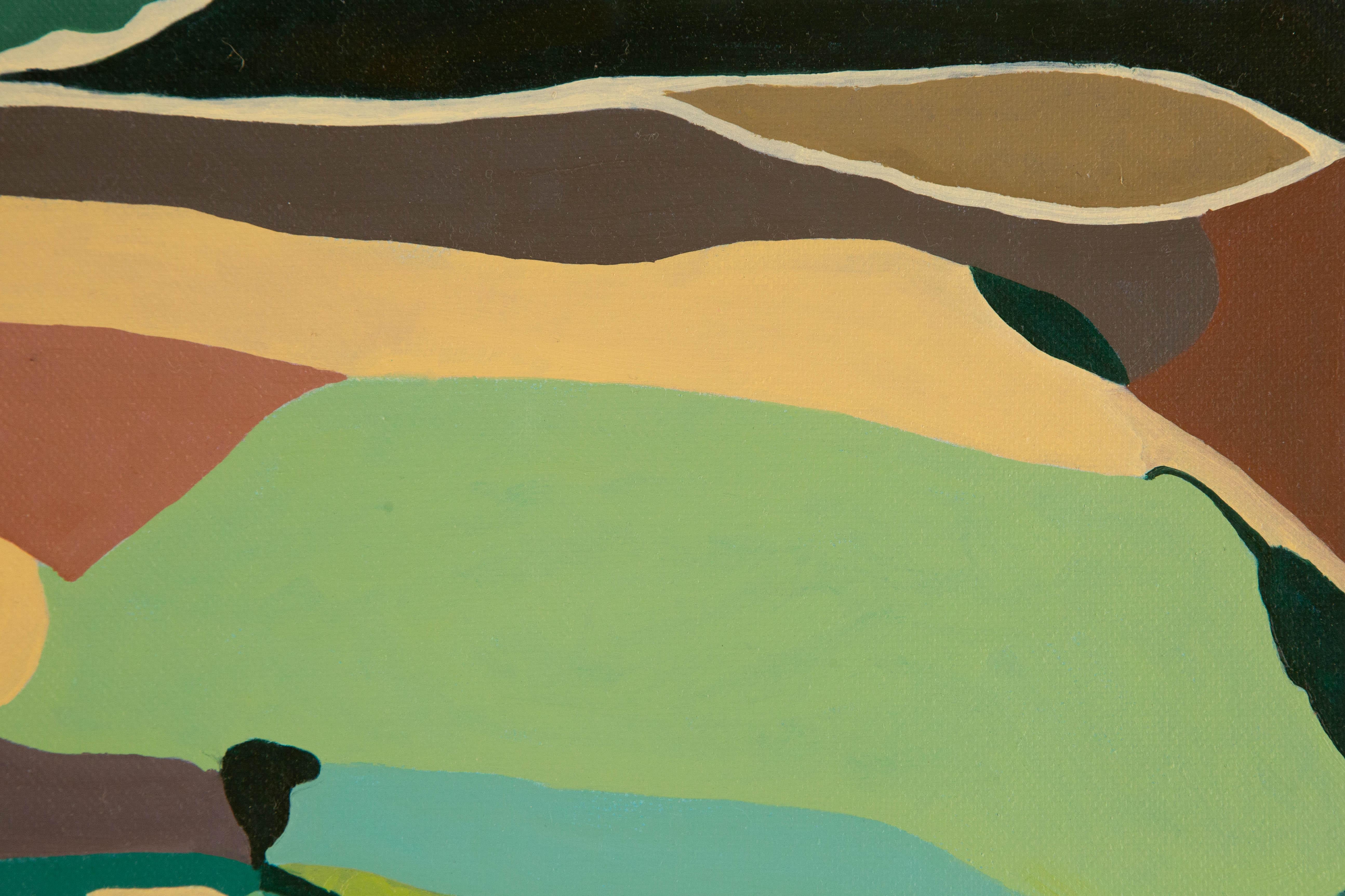 Abstraktes Original-Ölgemälde auf Leinwand „At the Bottom of the Lingshan Mo“, Chengjuan Wang, Chengjuan Wang (Braun), Abstract Painting, von ChengJuan Wang