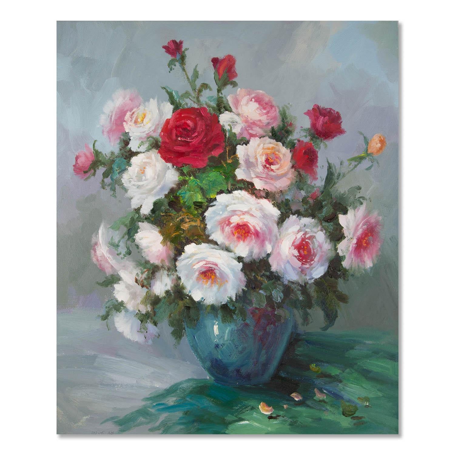  Title: Peony
 Medium: Oil on canvas
 Size: 23 x 19 inches
 Frame: Framing options available!
 Condition: The painting appears to be in excellent condition.
 
 Year: 2000 Circa
 Artist: Chengke Liu
 Signature: Unsigned
 Signature Location: N/A

