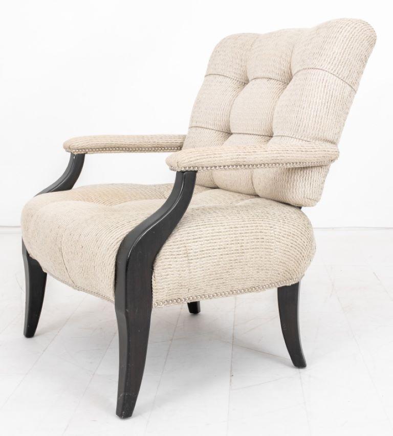 Modern Chenille-Upholstered Library Chair