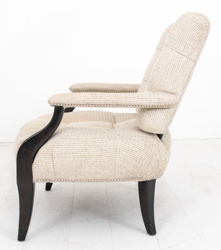 Ebonized Chenille-Upholstered Library Chair