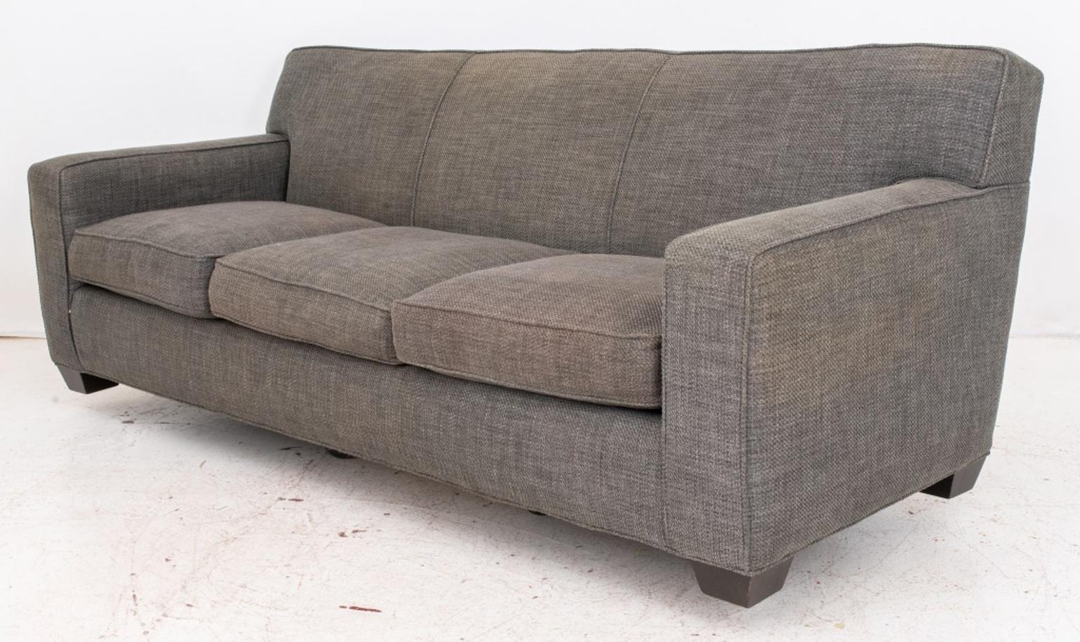 Chenille Upholstered Three Seater Sofa In Good Condition For Sale In New York, NY