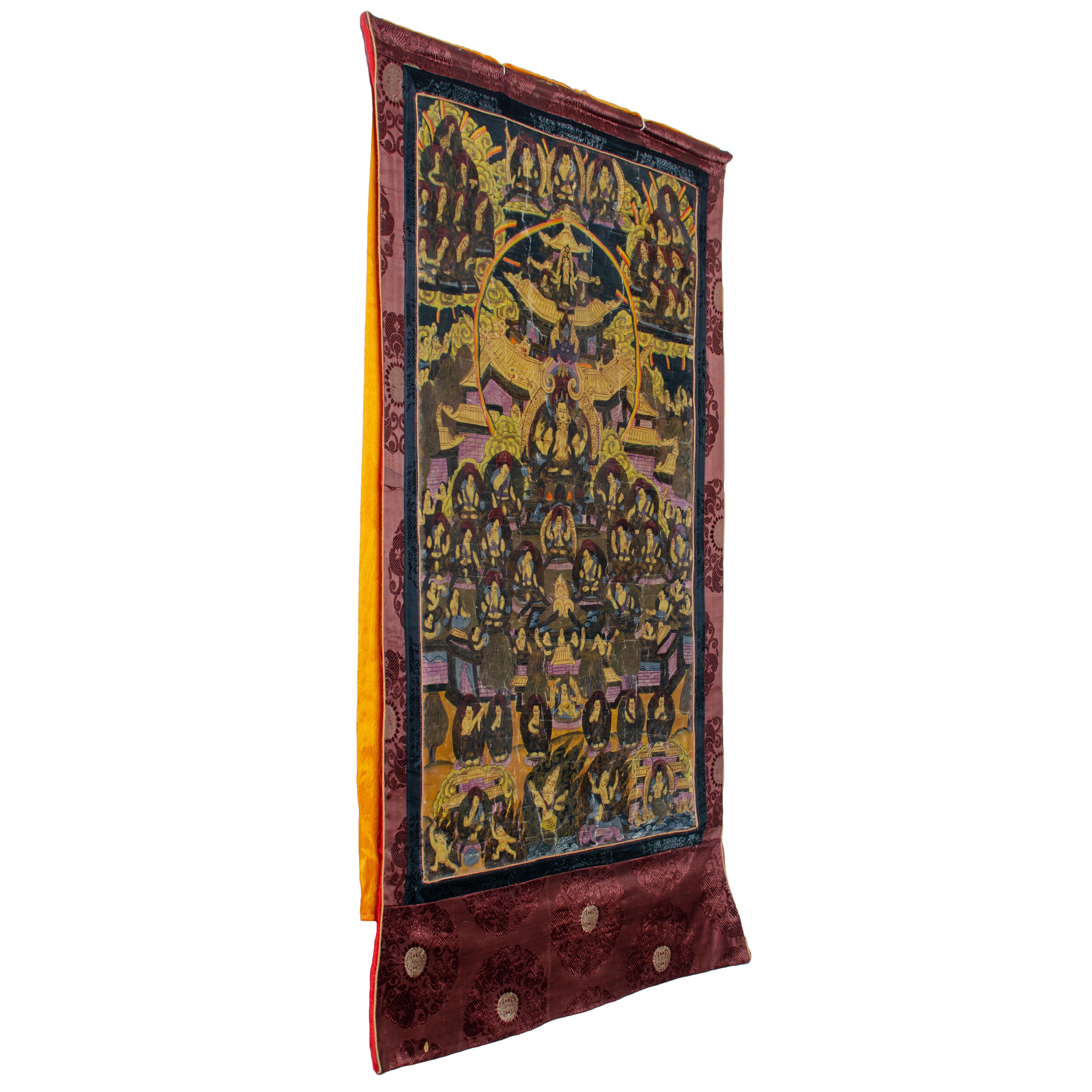 Chenrezig Silk Thangka, 20th Century For Sale 5