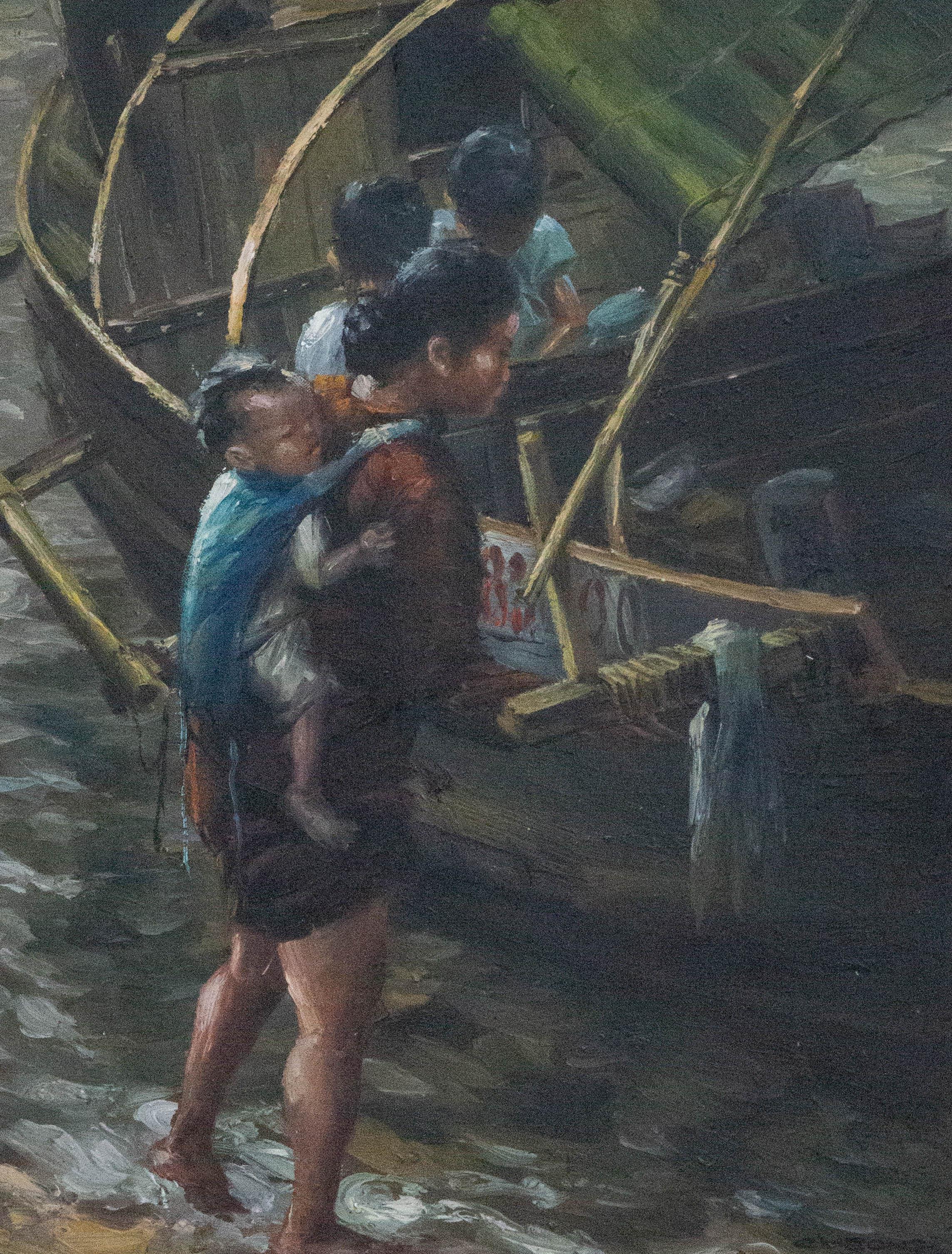 Cheong - Olio del XX secolo, Mother & Child in vendita 2