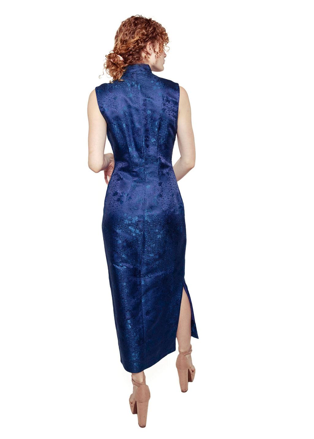 Women's Cheongsam Midnight Blue Dress For Sale