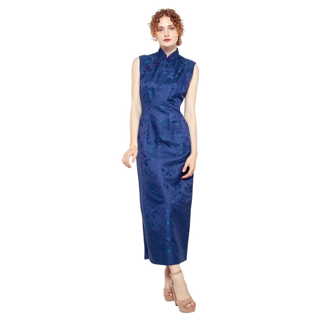 Cheongsam - Robe bleu nuit