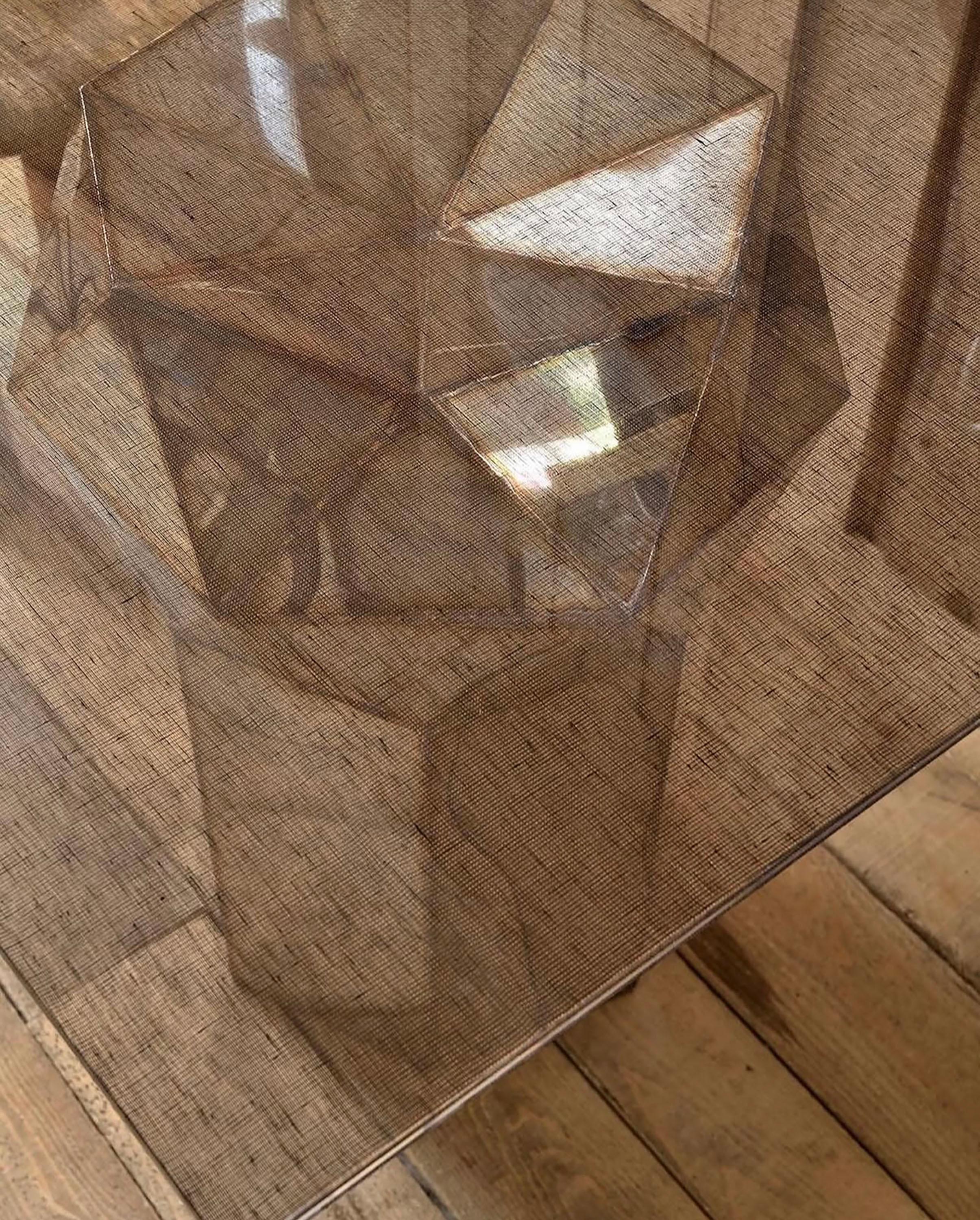 Postmoderne Base de table Chequer en acier inoxydable soudé poli miroir par Julian Mayor en vente