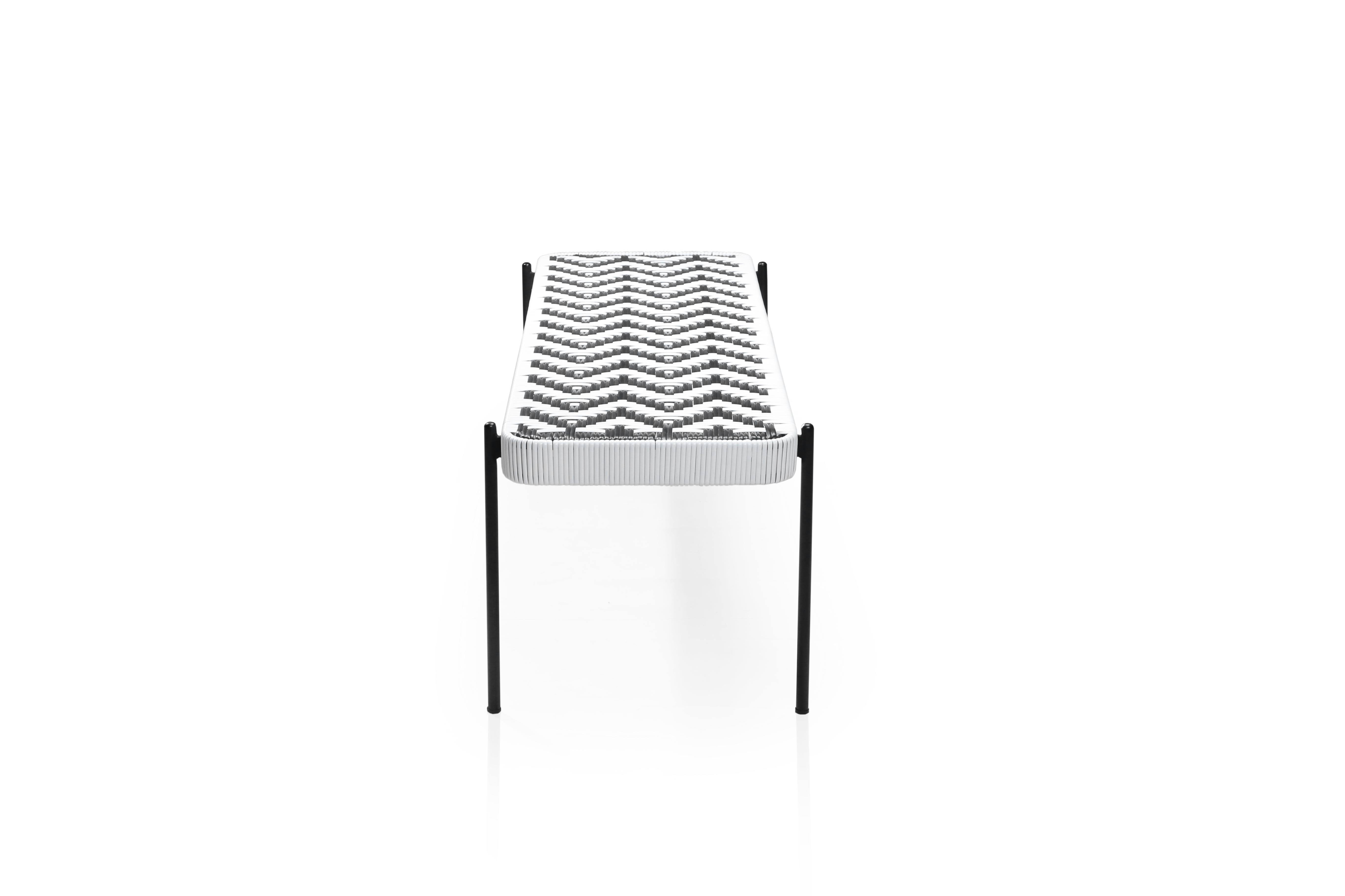 Woven Indoor Outdoor, Monochrome Bench Seat by Frida & Blu, Handwoven For Sale