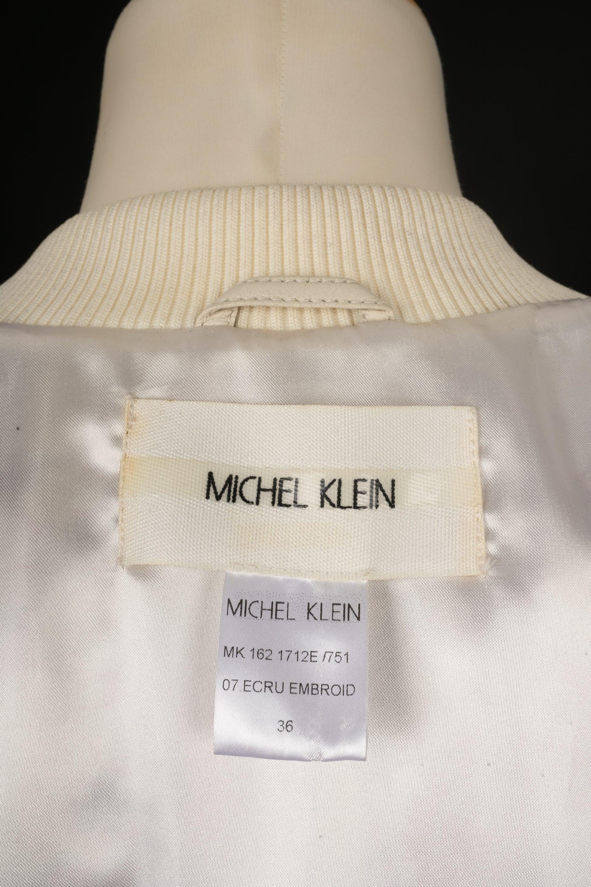 Cher Michel Klein Veste en cuir d'agneau beige en vente 4