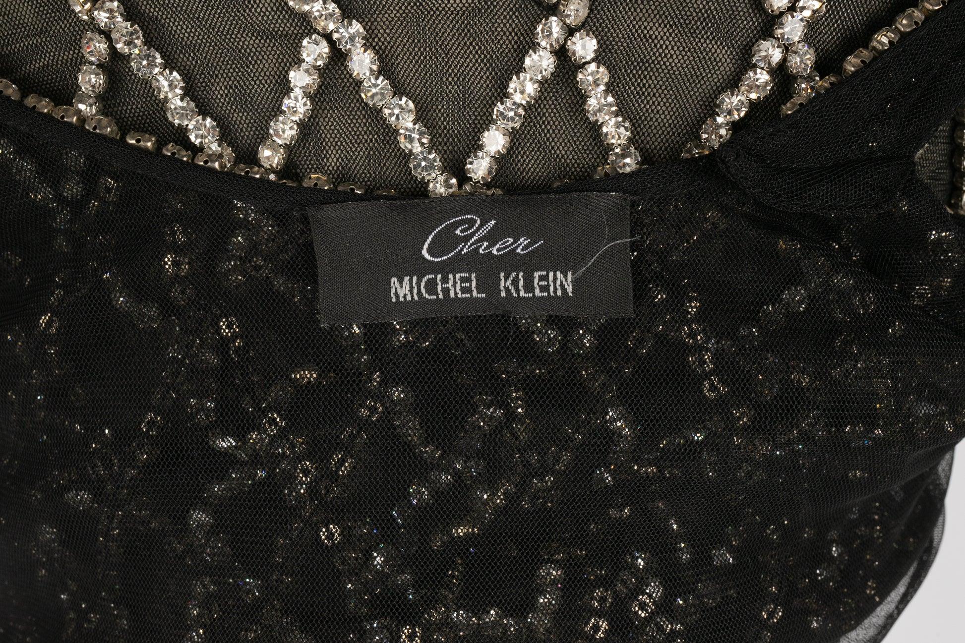 Cher Michel Klein Black Tulle Short Dress with Rhinestones 3