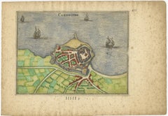 Cherbourg – Antique Hand-Coloured French Coastal Town Engraving (1666)