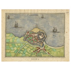 Cherbourg – Antique Hand-Coloured French Coastal Town Engraving (1666) Cherbourg – Antique Hand-Coloured French Coastal Town Engraving (1666)