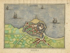Cherbourg – Antique Hand-Coloured French Coastal Town Engraving (1666)