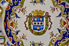 Cherbourg French Faïence Armorial Handled Platter