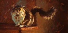 Étain, impressionnisme, huile, Feline, artiste texan, chats, intérieur Southwest Art