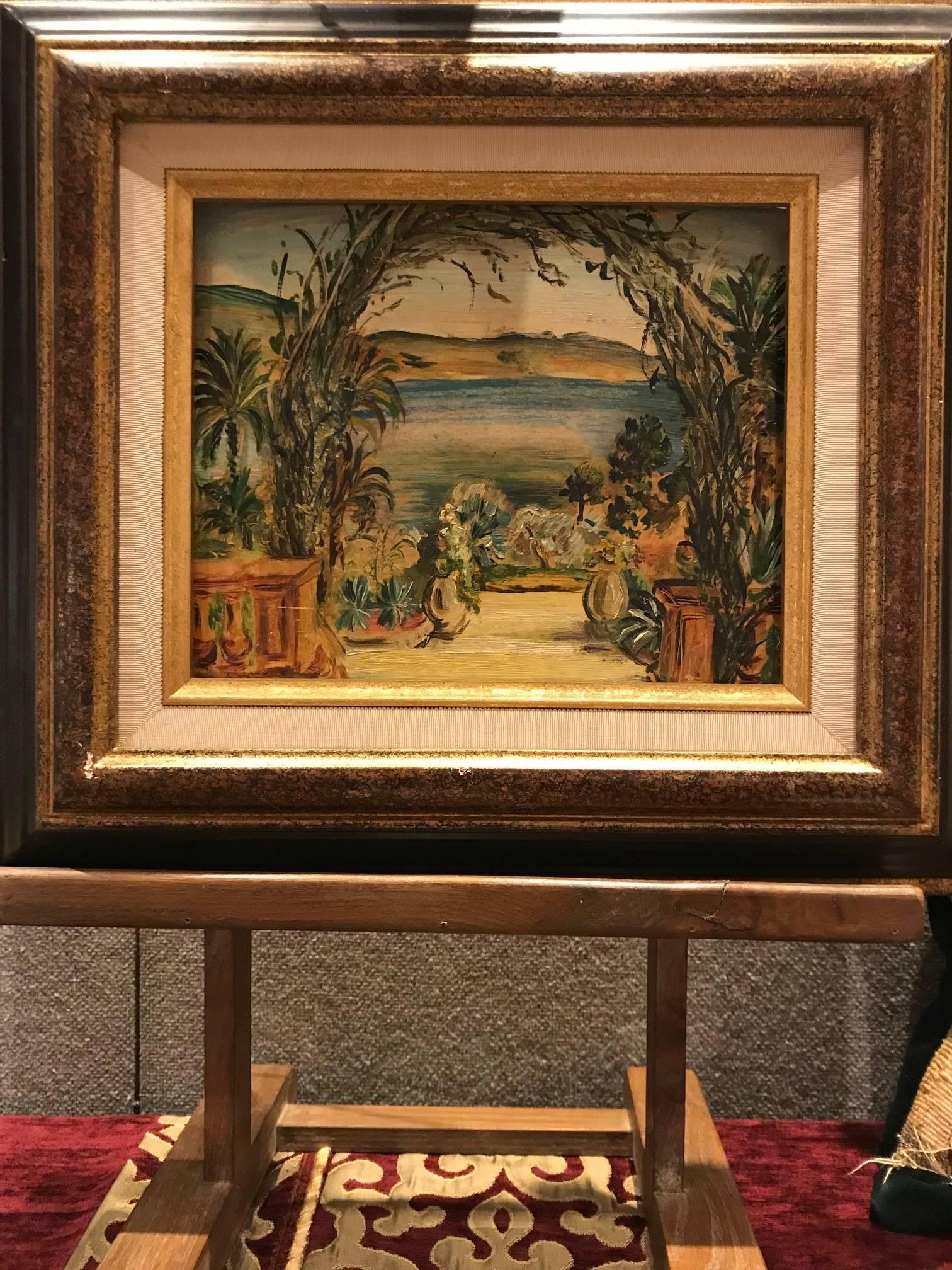 A small oil on board of a landscape probably the South of France by the French artist Cheriane.

Cheriane studied with Marie Laurencin at the Ecole des Beaux Arts and at the Academie Julian in Paris. She took part in the Salon des Artistes