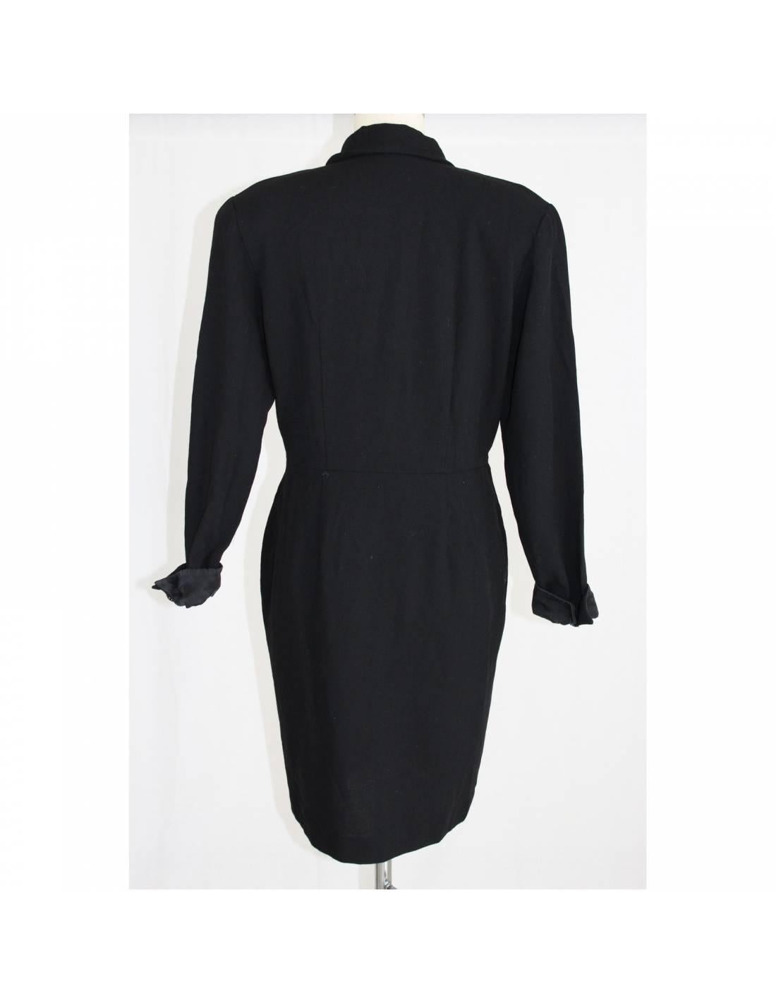 Cherie De Paris Vestido de noche negro de lana Vestido Vintage Negro