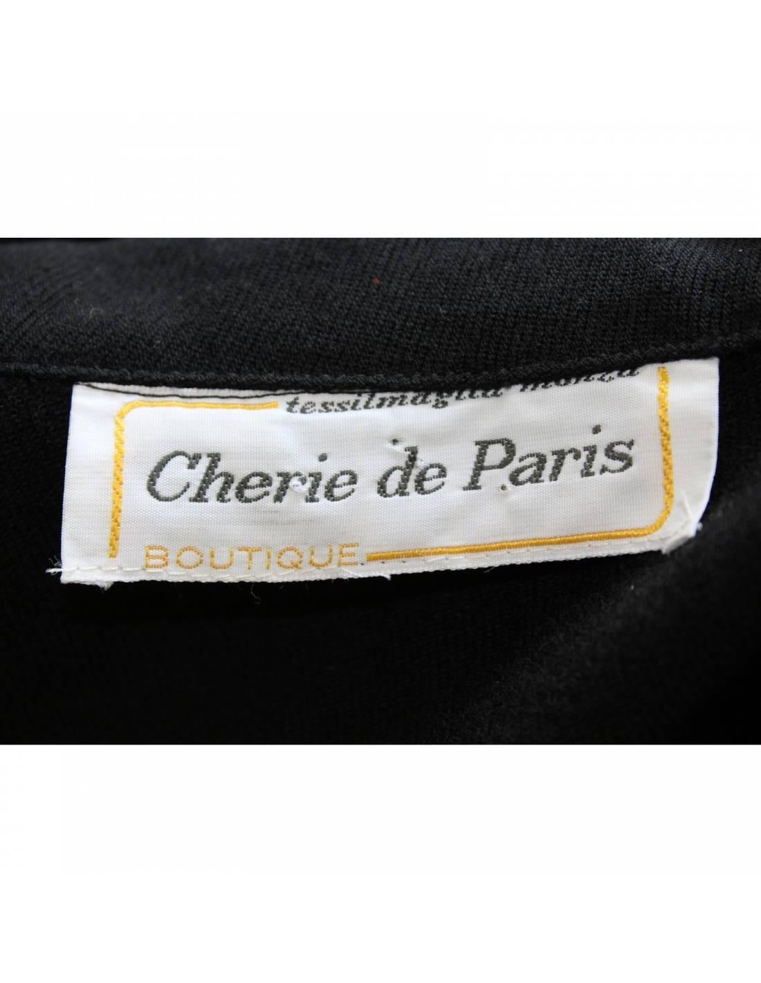 Cherie De Paris Schwarzes Vintage-Etuikleid aus Wolle für den Abend 1