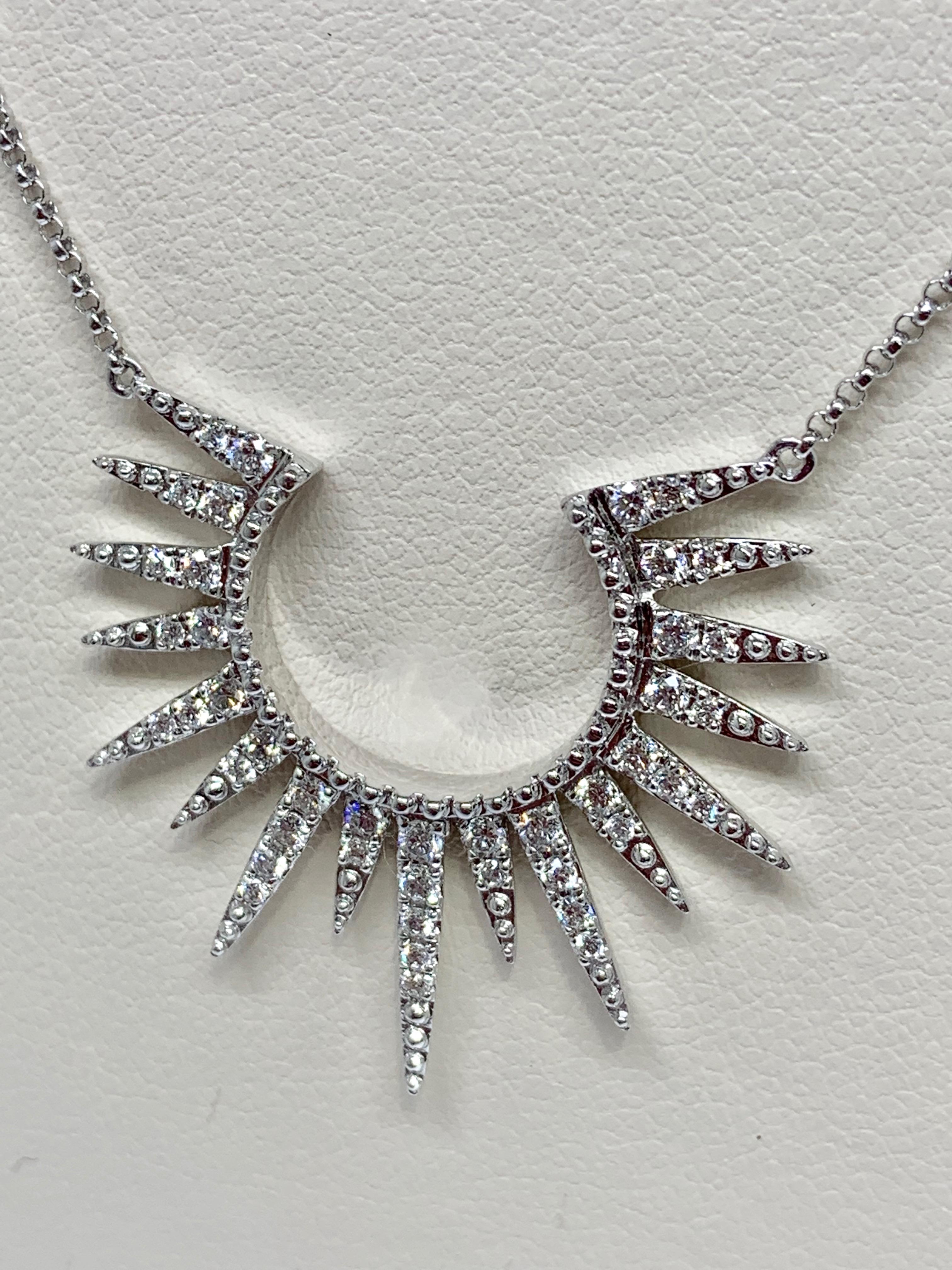 Contemporary Cherie Dori 14 Karat White Gold 0.55 Carat Diamond Necklace For Sale