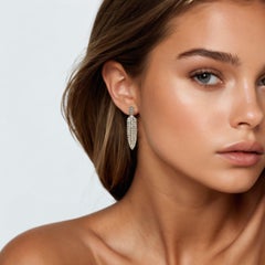 Cherished Charm 14K (or 18k upon request) White Gold Leaf Dusters Drop Earrings