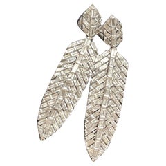 Cherished Charm 14K (or 18k upon request) White Gold Leaf Dusters Drop Earrings