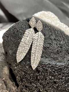 Cherished Charm 14K White Gold Leaf Dusters Drop Earrings