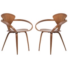 Cherner Armchairs in Walnut by Norman Cherner, Pair