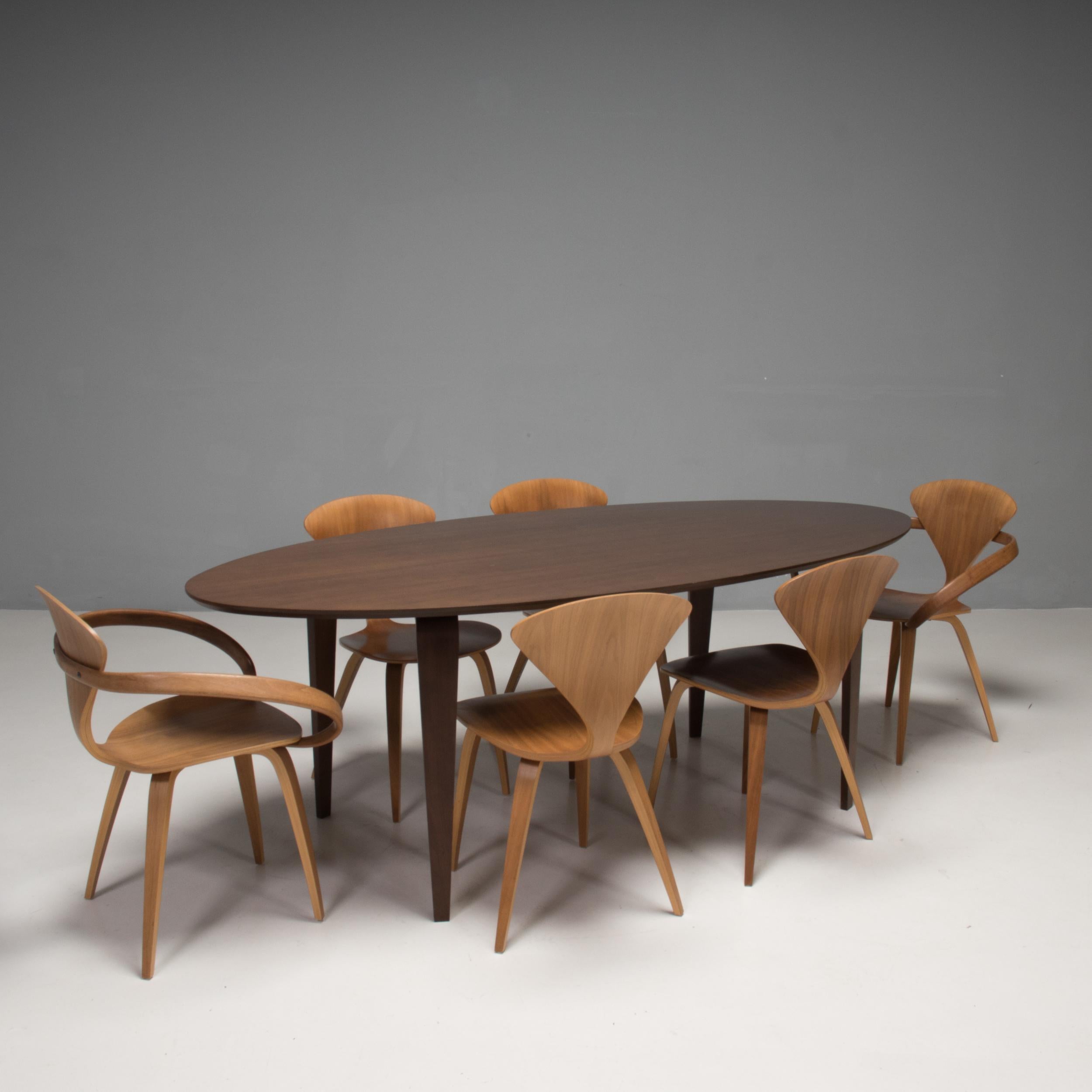 American Cherner Classic Walnut Oval Dining Table and Set of 6 Chairs, 2013