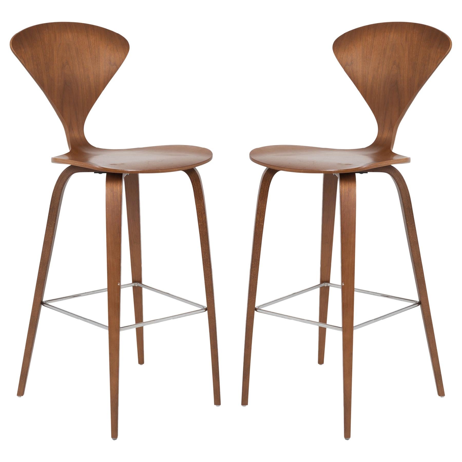 Cherner Counter Stools in Walnut by Norman Cherner, Pair