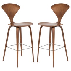 Cherner Counter Stools in Walnut by Norman Cherner, Pair