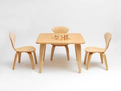 Cherner Square Play Table in Birch with 2 Cherner Chairs