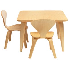 Cherner Square Play Table in Birch with 2 Cherner Chairs