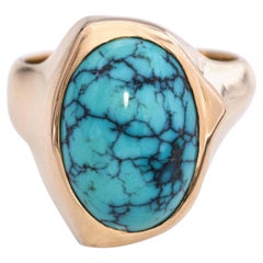 Cherokee artist Lee Epperson 14k Yellow Gold Turquoise Ring
