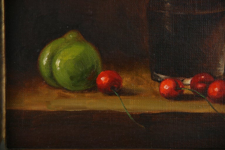 Cherries Still Life Table Scape Painting For Sale 1