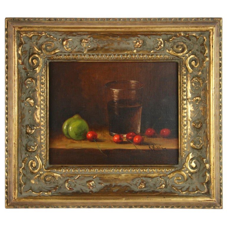 Cherries Still Life Table Scape Painting For Sale