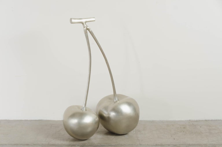Cherries, White Bronze by Robert Kuo, Hand Repousse, Limited Edition In New Condition For Sale In Los Angeles, CA