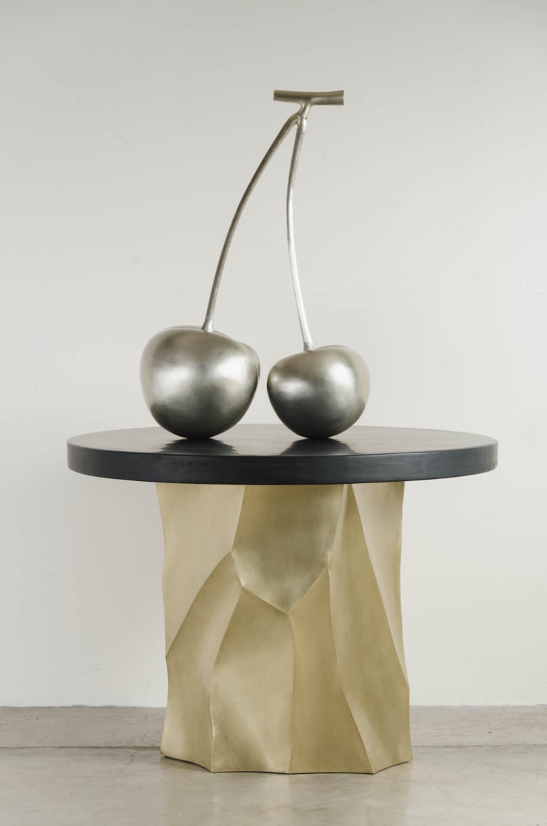 Contemporary Cherries, White Bronze by Robert Kuo, Hand Repousse, Limited Edition For Sale