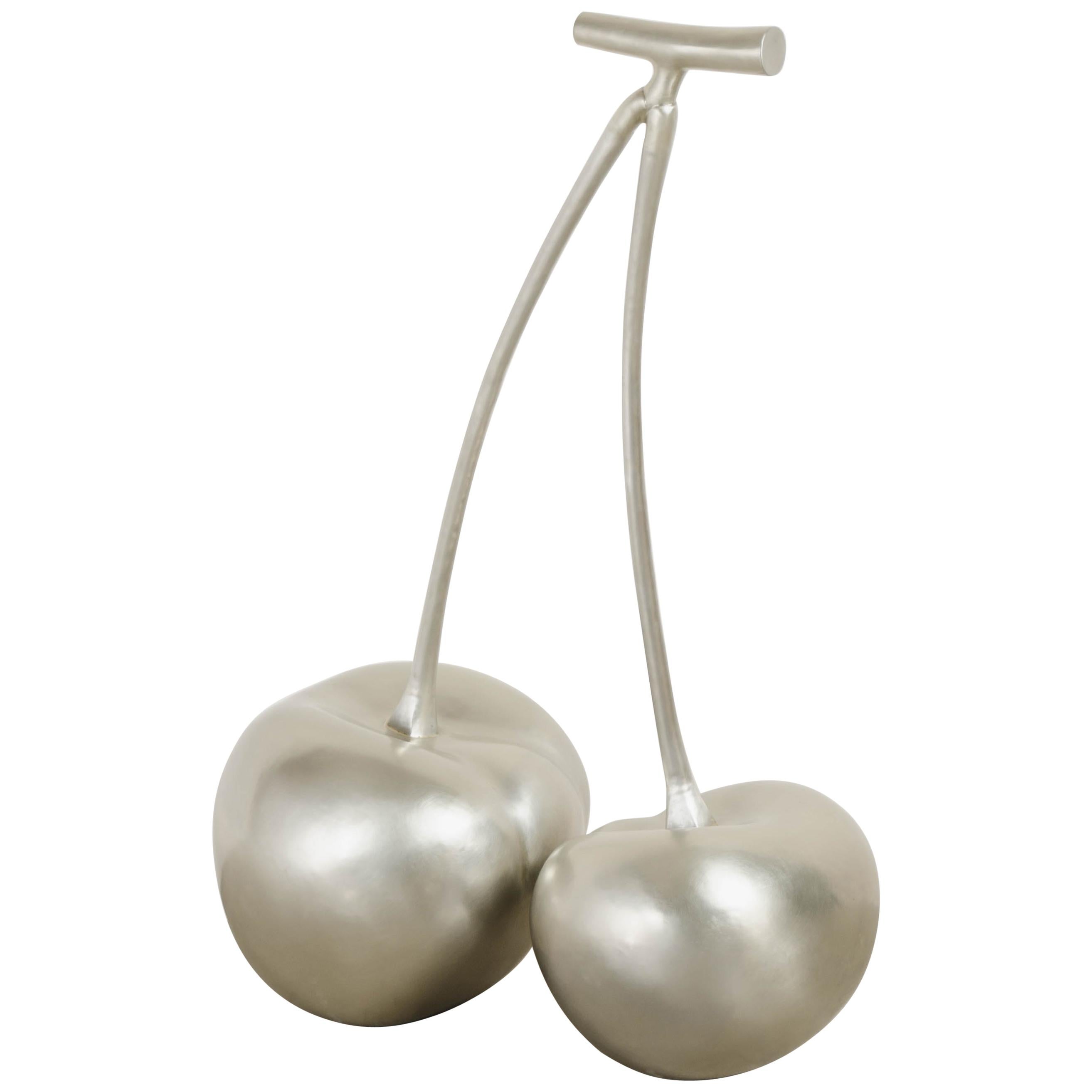 Cherries, White Bronze by Robert Kuo, Hand Repousse, Limited Edition For Sale