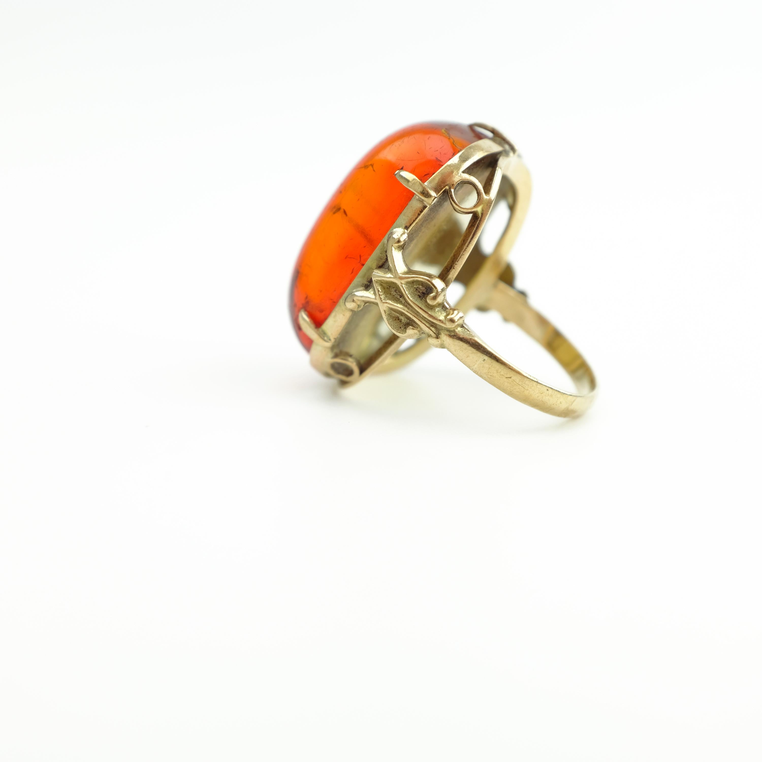 Cherry Amber Ring from Arts & Crafts Era 3