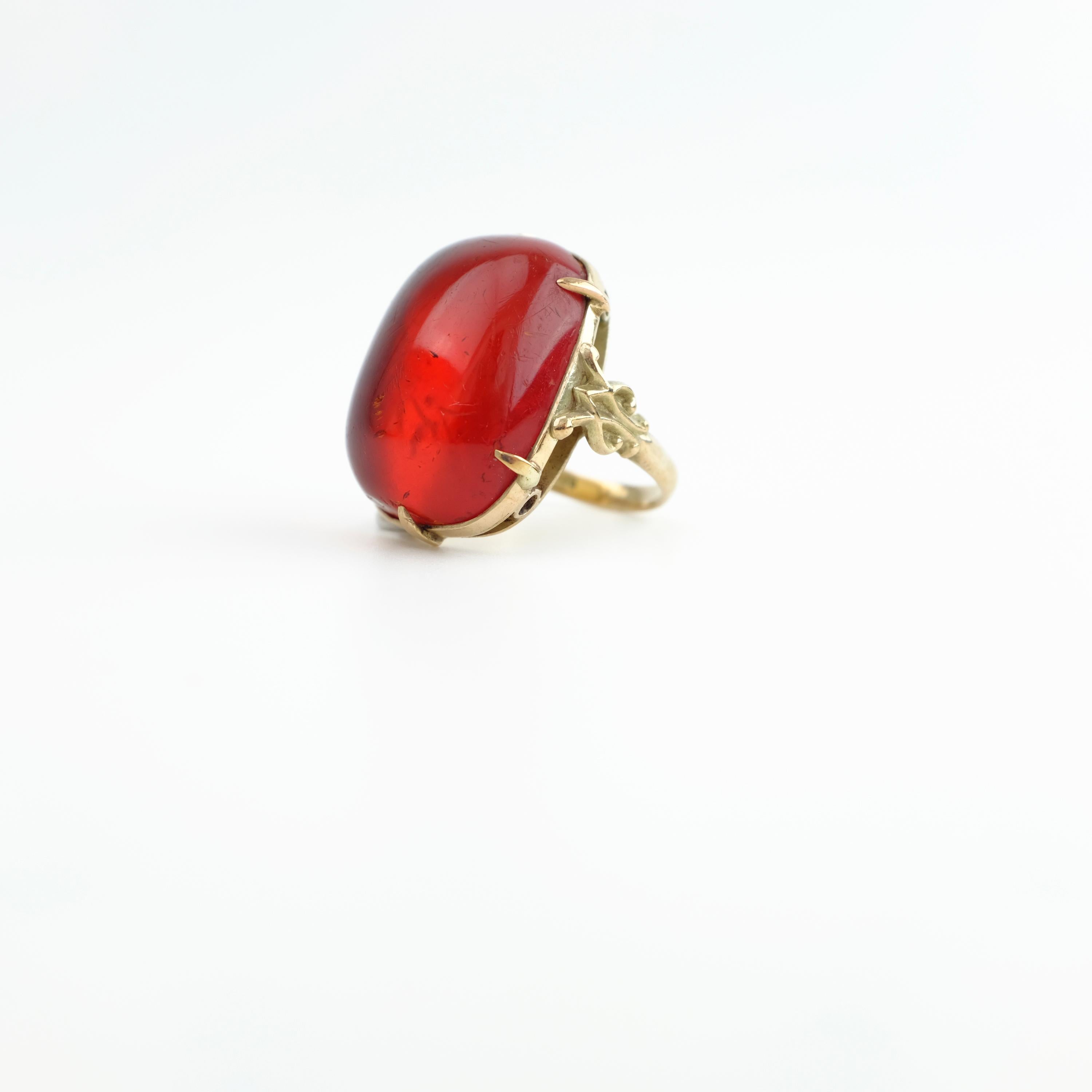 Cherry Amber Ring from Arts & Crafts Era 7