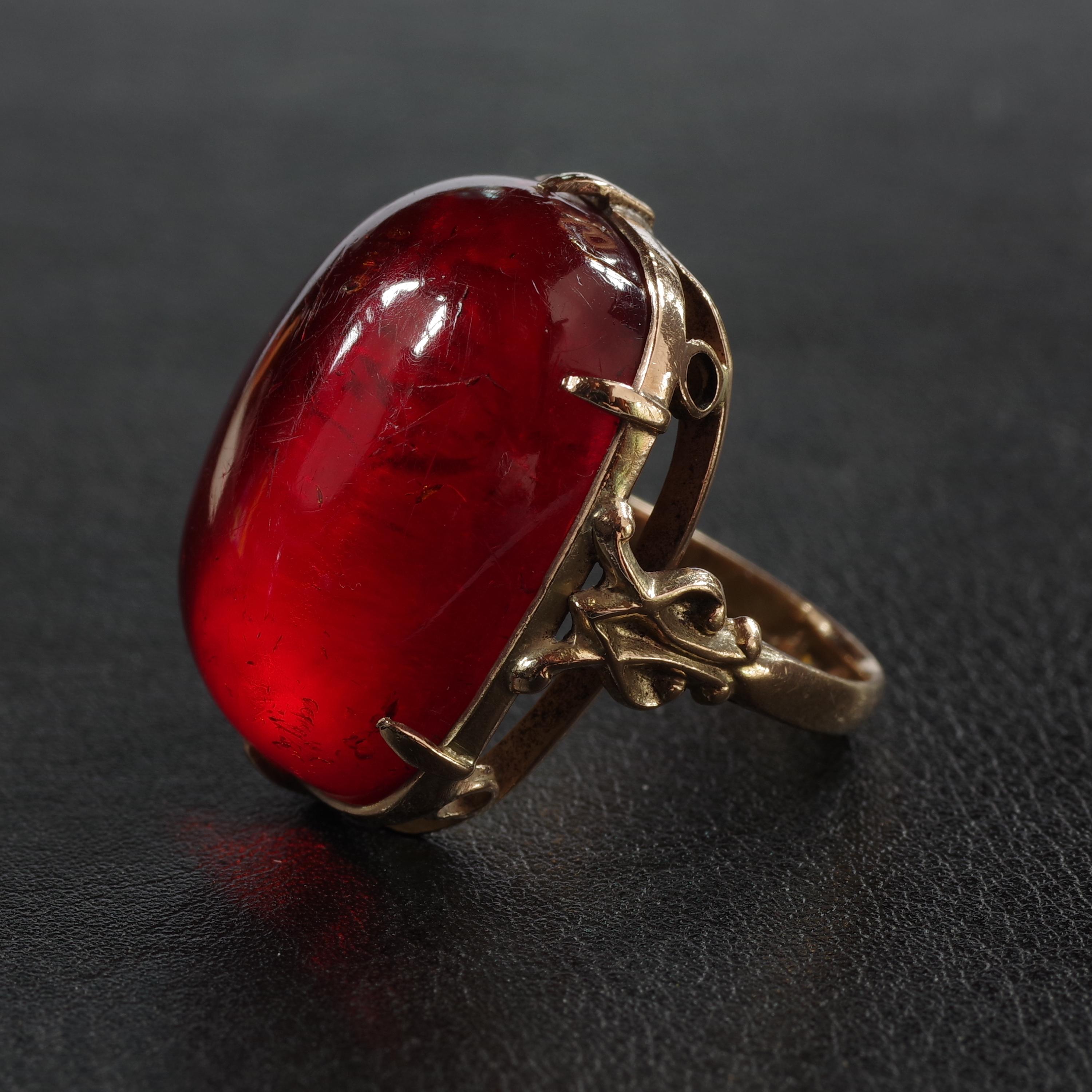 Cherry Amber Ring from Arts & Crafts Era 11