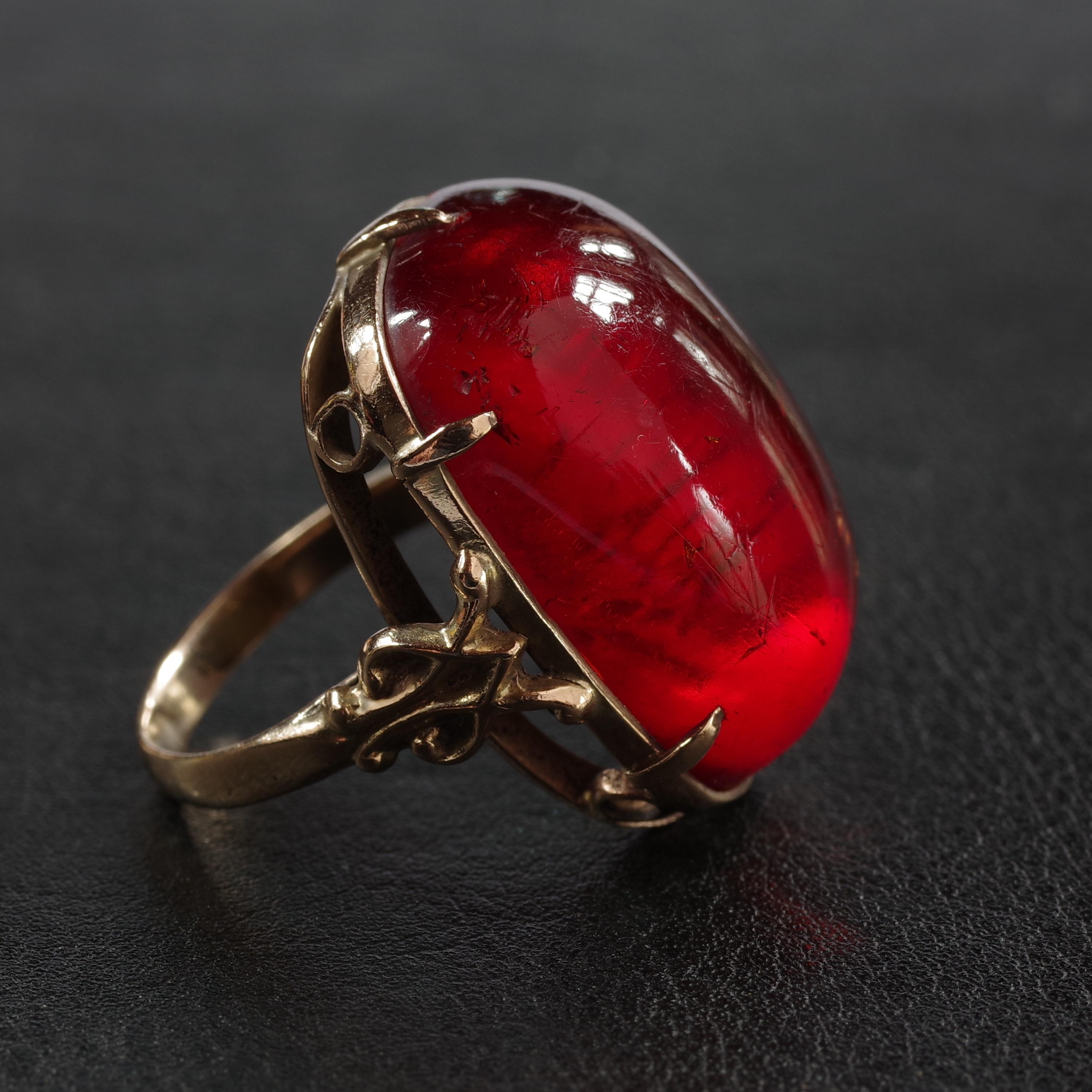 Cherry Amber Ring from Arts & Crafts Era 12