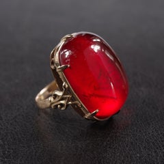 Cherry Amber Ring from Arts & Crafts Era