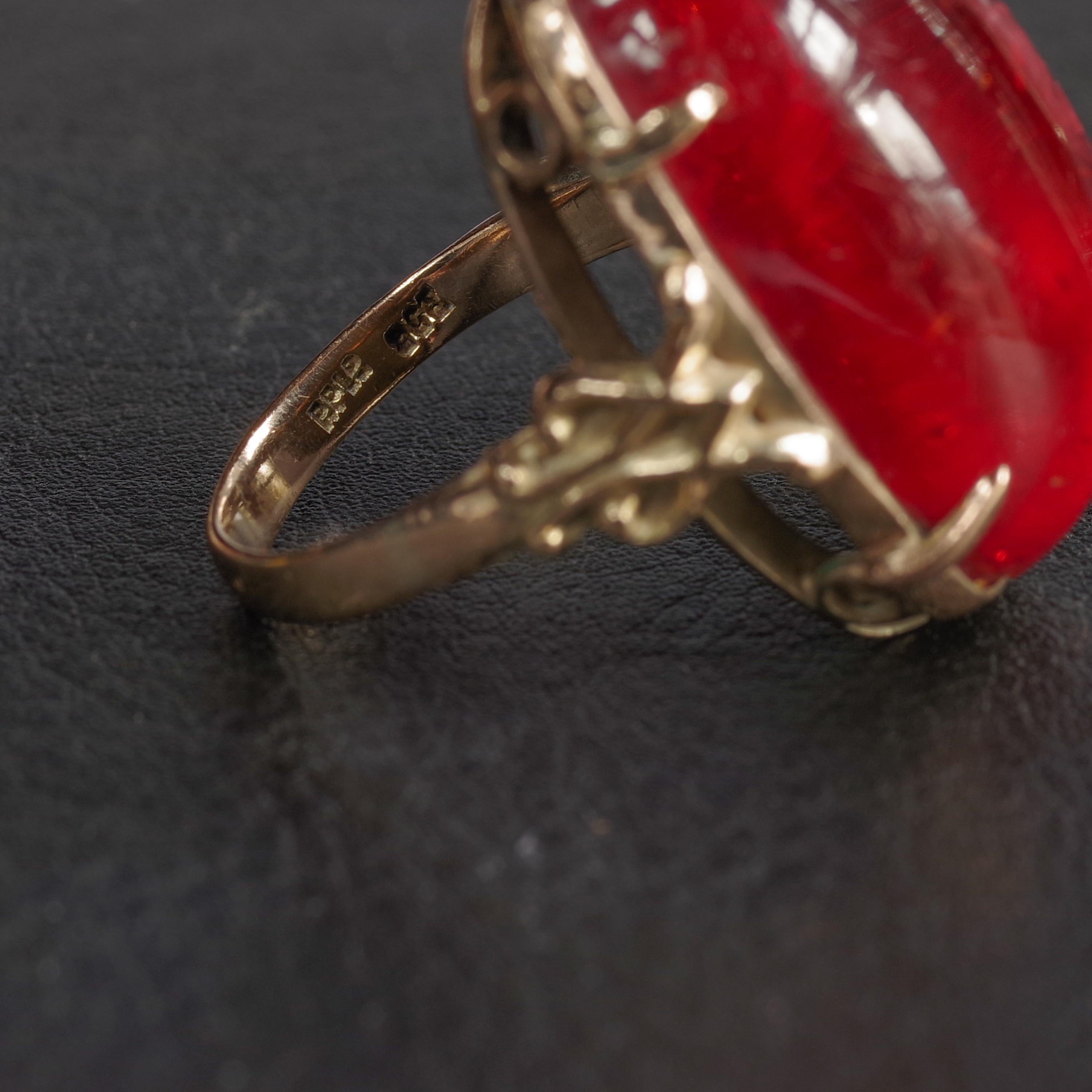 Cherry Amber Ring from Arts & Crafts Era 13